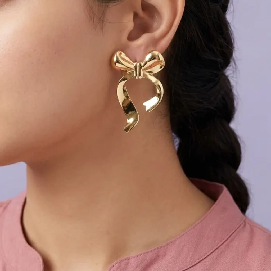 Statement Ribbon Bow Drop Earrings