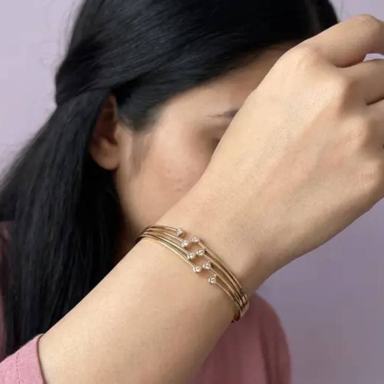 Layered Bar Open Cuff Bracelet