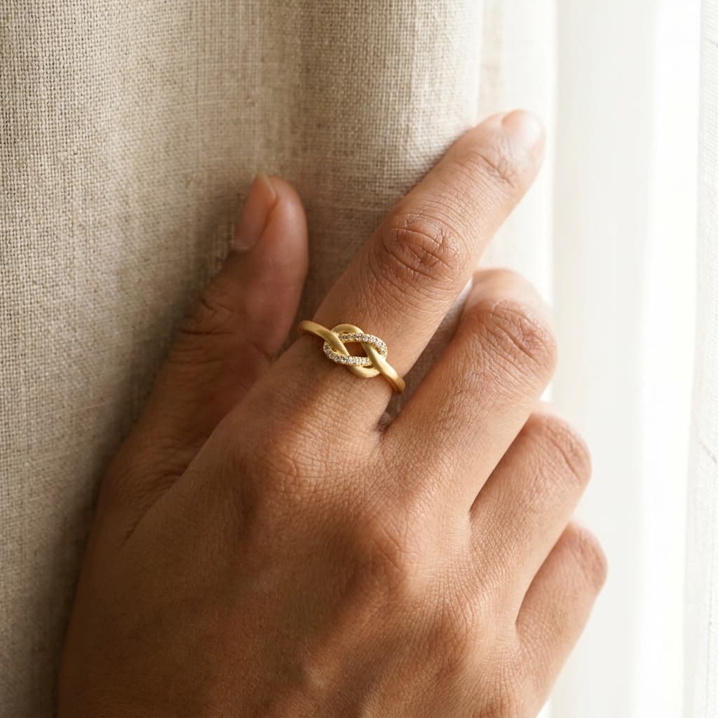 Bowline Pavé Adjustable Ring