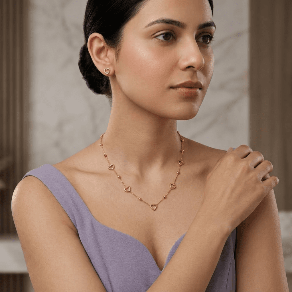 Open Heart Necklace and Earrings Set