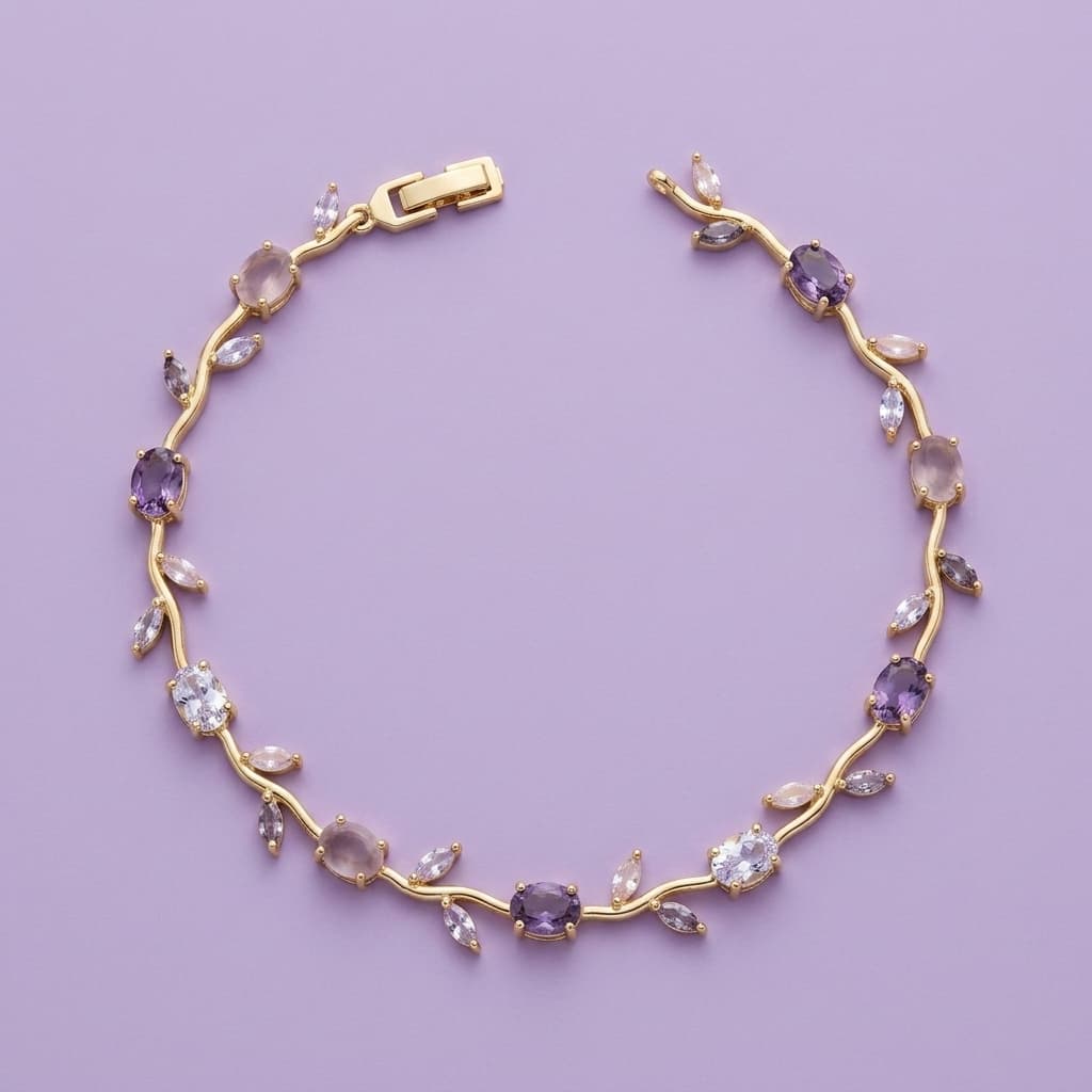 Purple Pink Stone Vine Bracelet