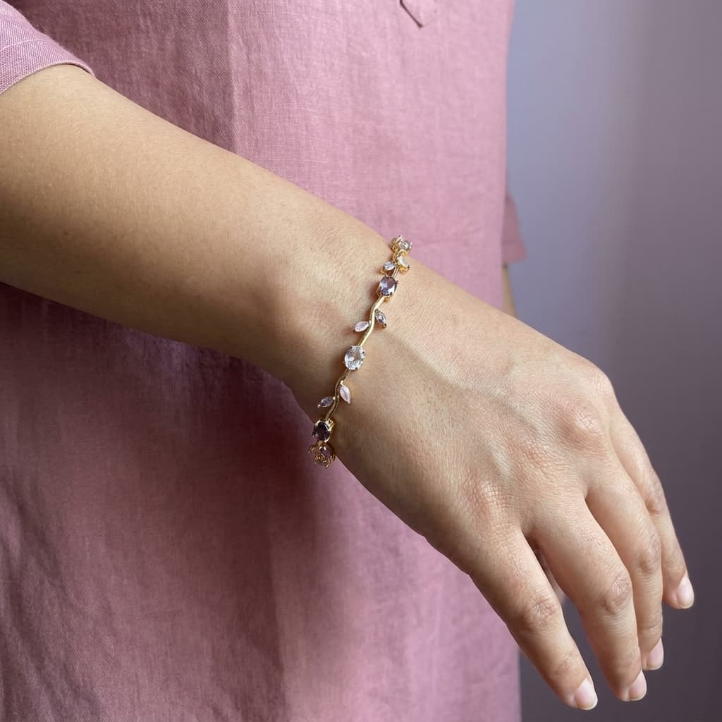 Purple Pink Stone Vine Bracelet