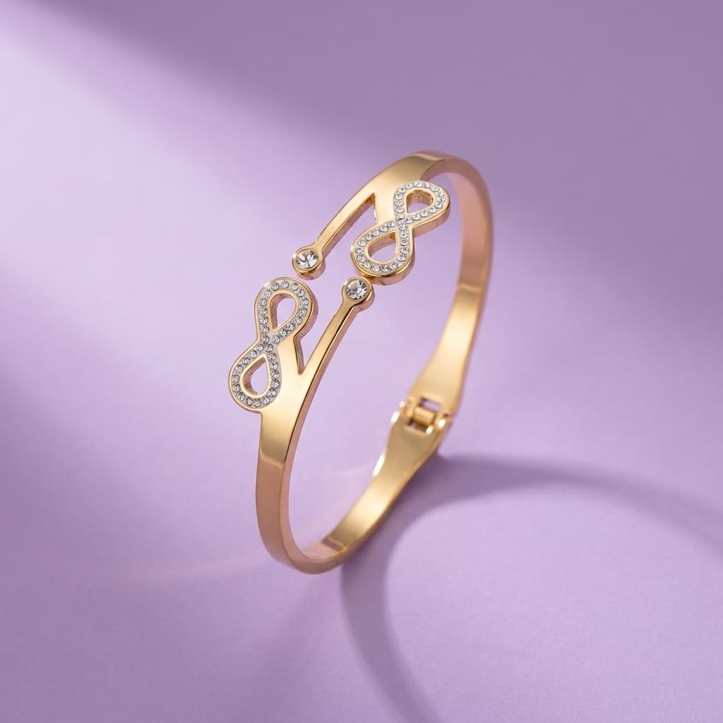 Crystal Infinity Hinged Cuff Bracelet