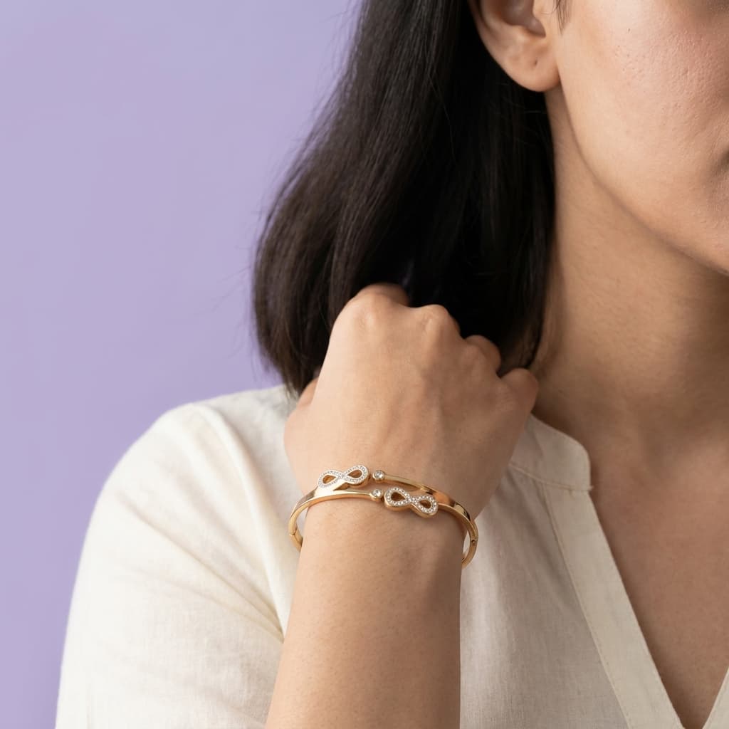 Crystal Infinity Hinged Cuff Bracelet