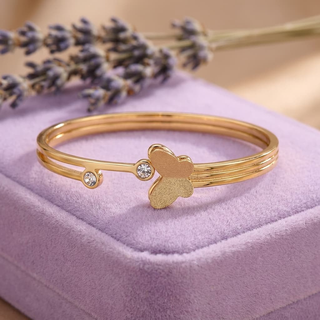 Frosted Butterfly Open Cuff Bracelet