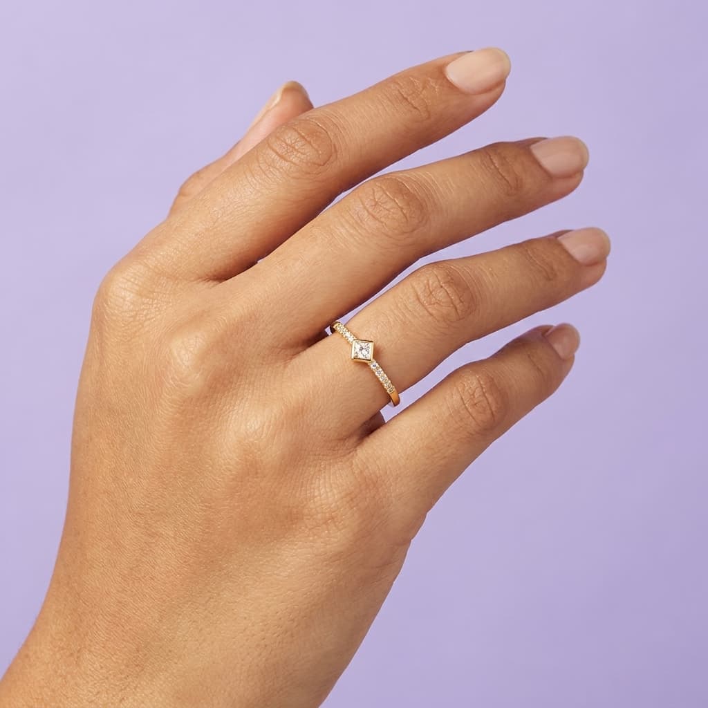 Kite Stone Pave Shoulder Ring
