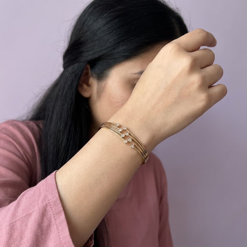 Layered Bar Open Cuff Bracelet