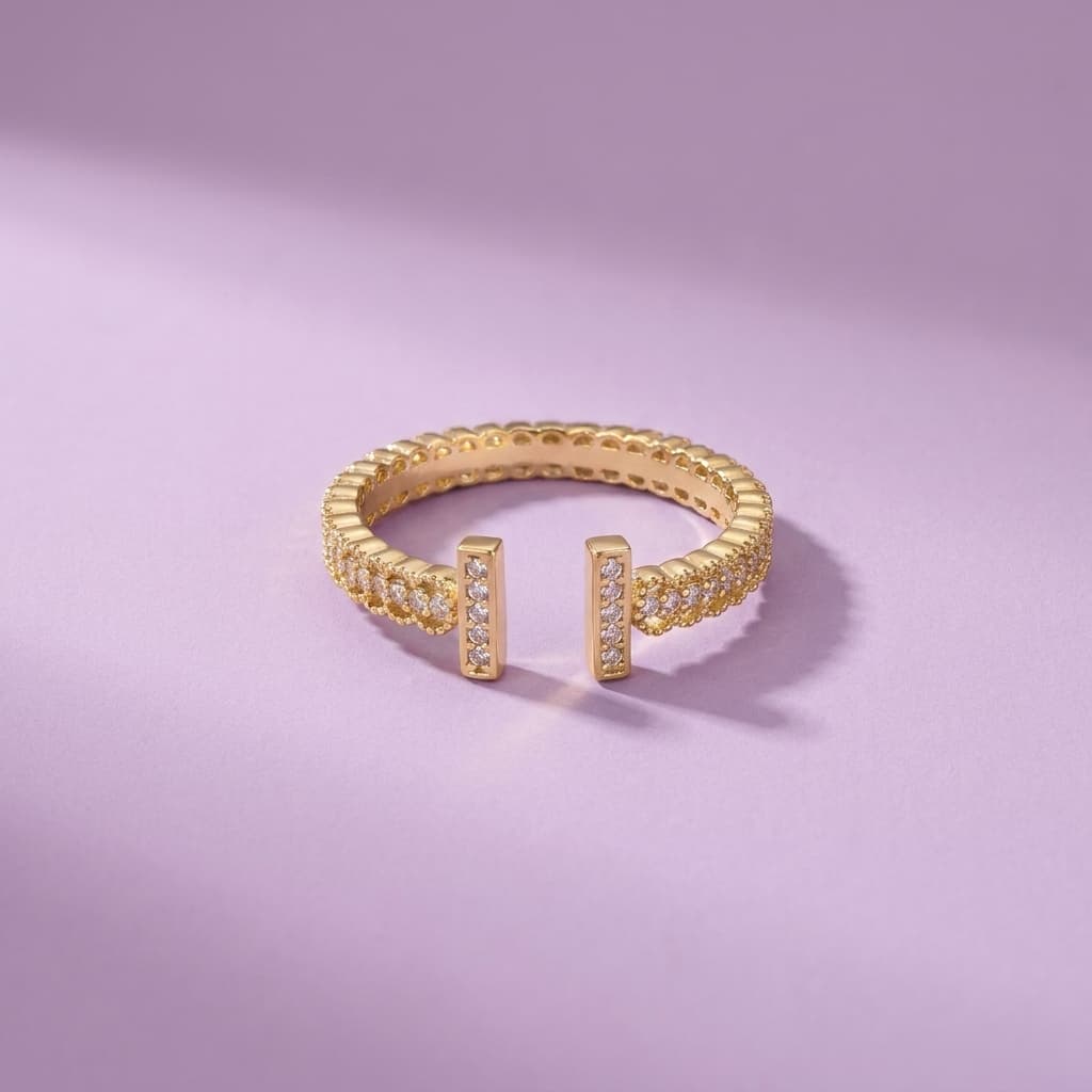 Pave Bar End Open Ring