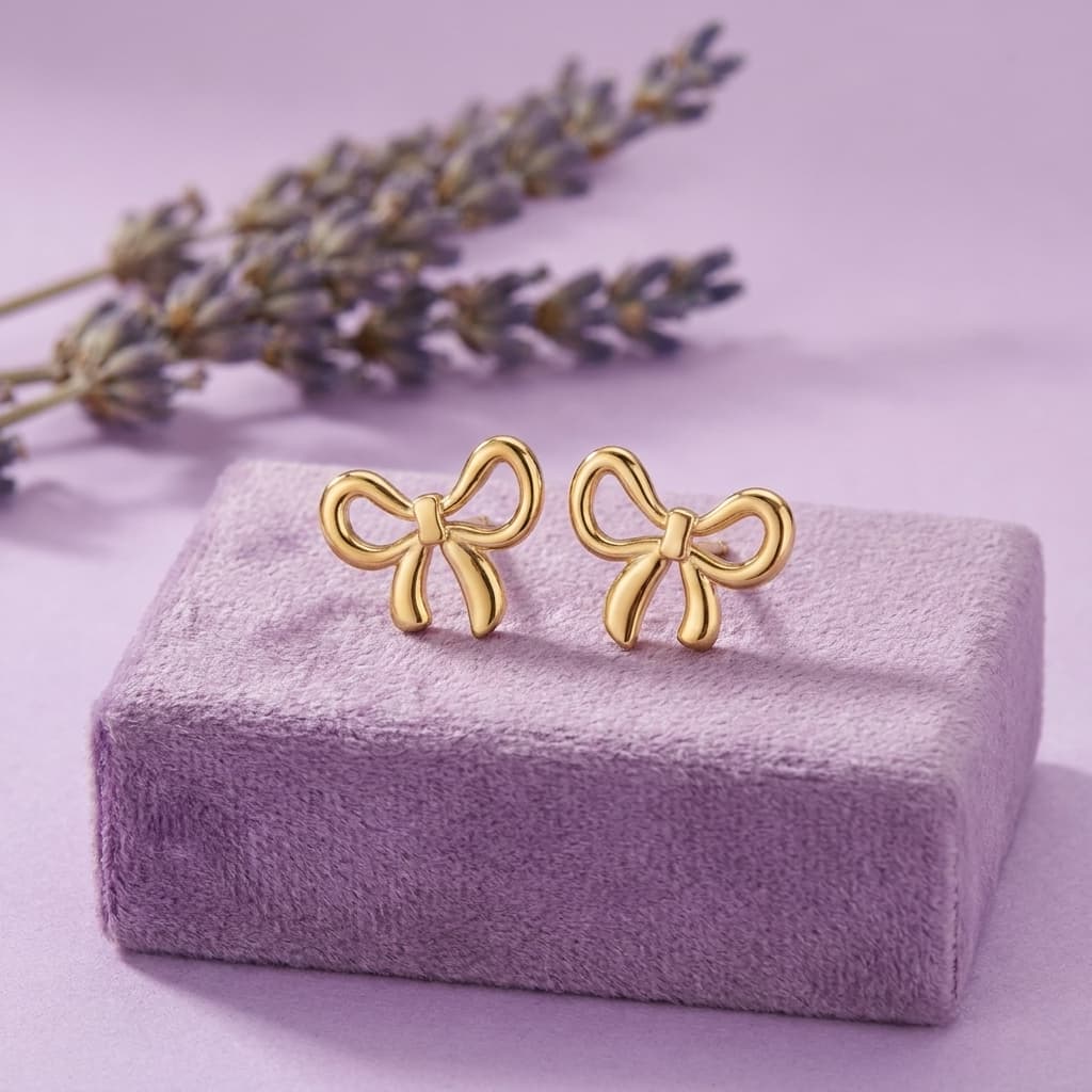 Ribbon Bow Stud Earrings