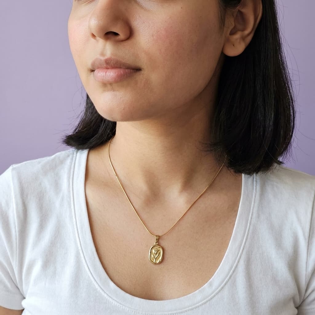 Gold-Toned Oval Medallion Snake Chain