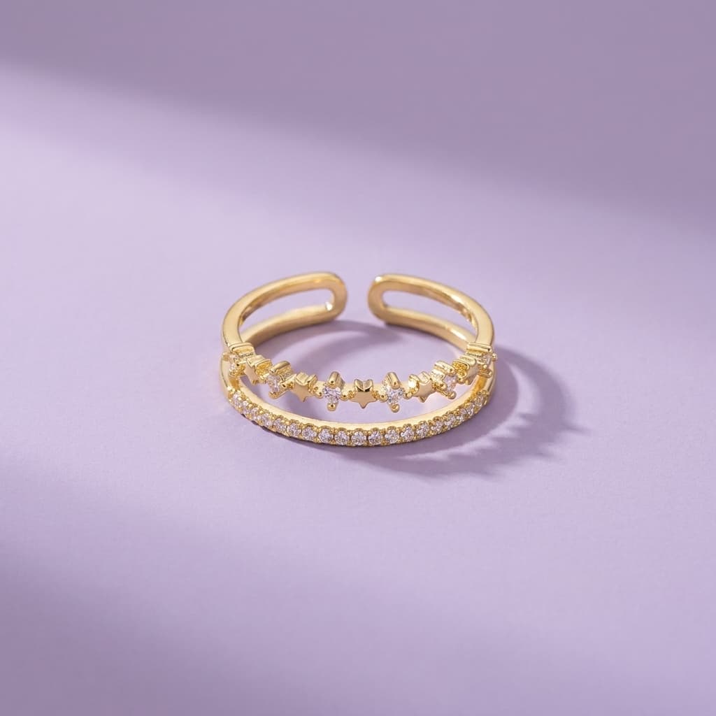 Star Row Double Band Ring