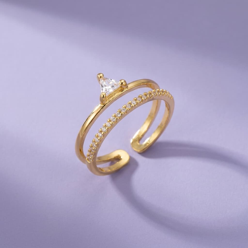Trillion Crystal Twin Band Ring