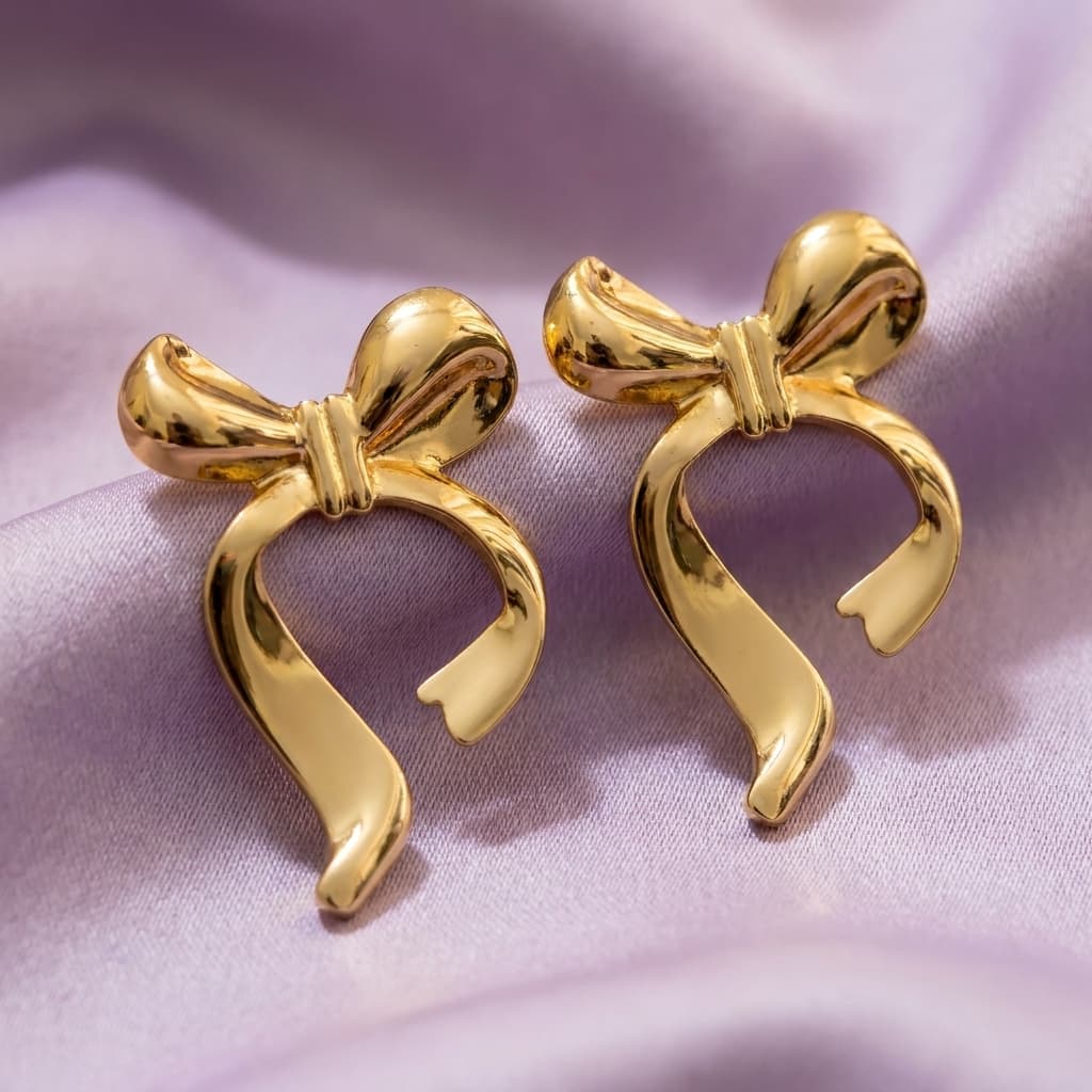 Statement Ribbon Bow Drop Earrings