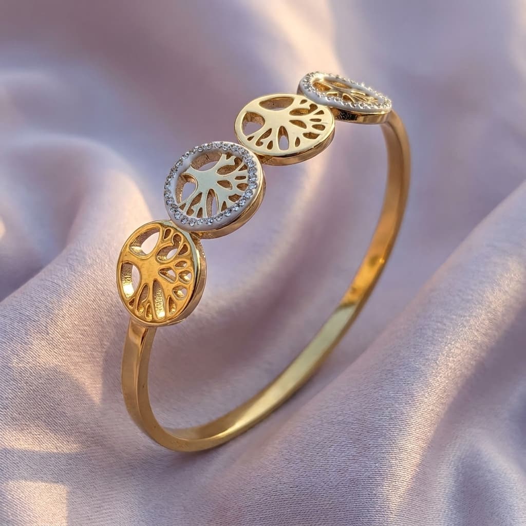 Two-Tone Openwork Disc Cuff Bangle