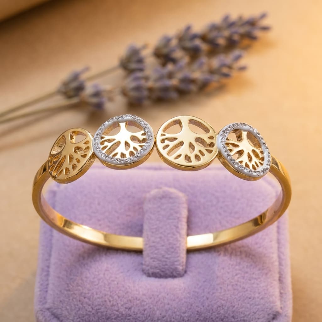 Two-Tone Openwork Disc Cuff Bangle